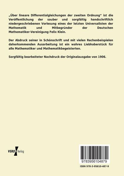 Produktbild: &Uuml;ber lineare Differentialgleichungen der zweiten Ordnung