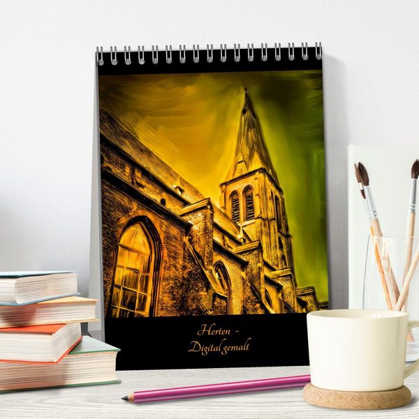 Produktbild: Herten - Digital gemalt (Tischkalender 2026 DIN A5 hoch), CALVENDO Monatskalender