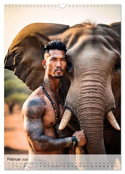 Produktbild: Verwegene Kerle - Muskeln, Tattoos und wilde Tiere (Wandkalender 2026 DIN A3 hoch), CALVENDO Monatskalender
