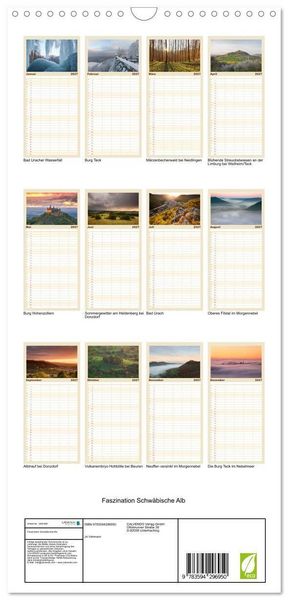 Produktbild: Familienplaner 2027 - Faszination Schw&auml;bische Alb mit 5 Spalten (Wandkalender, 21 x 45 cm) CALVENDO