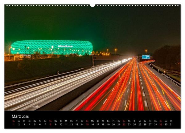Produktbild: M&uuml;nchen bei Nacht (hochwertiger Premium Wandkalender 2026 DIN A2 quer), Kunstdruck in Hochglanz