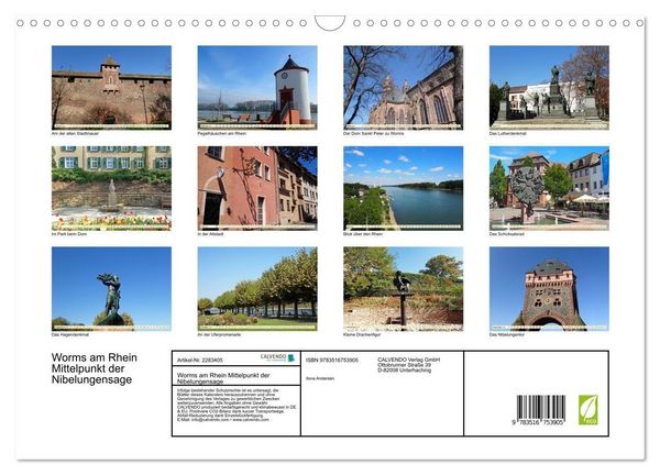 Produktbild: Worms am Rhein Mittelpunkt der Nibelungensage (Wandkalender 2027 DIN A3 quer), CALVENDO Monatskalender
