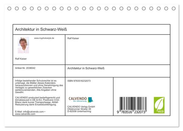 Produktbild: Architektur in Schwarz-Wei&szlig; (Tischkalender 2026 DIN A5 quer), CALVENDO Monatskalender