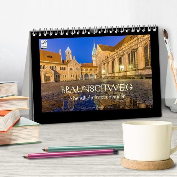 Produktbild: BRAUNSCHWEIG - Abendliche Impressionen (Tischkalender 2026 DIN A5 quer), CALVENDO Monatskalender