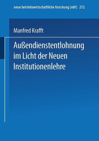 Produktbild: Au&szlig;endienstentlohnung im Licht der Neuen Institutionenlehre