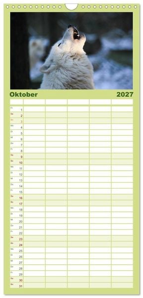 Produktbild: Familienplaner 2027 - Tierkalender 2027 mit 5 Spalten (Wandkalender, 21 x 45 cm) CALVENDO