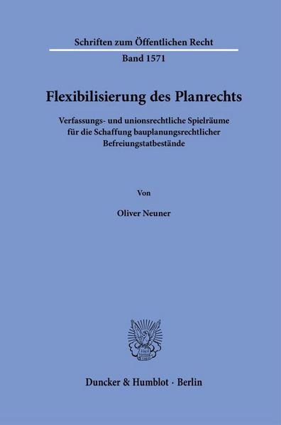 Produktbild: Flexibilisierung des Planrechts