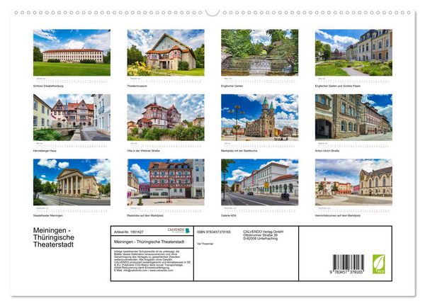 Produktbild: Meiningen - Th&uuml;ringische Theaterstadt (hochwertiger Premium Wandkalender 2026 DIN A2 quer), Kunstdruck in Hochglanz