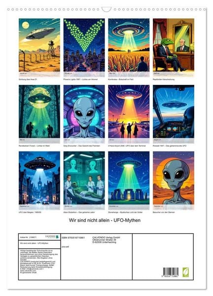 Produktbild: Wir sind nicht allein - UFO-Mythen (Wandkalender 2026 DIN A2 hoch), CALVENDO Monatskalender