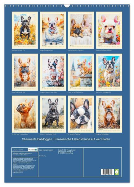 Produktbild: Charmante Bulldoggen. Franz&ouml;sische Lebensfreude auf vier Pfoten (Wandkalender 2026 DIN A2 hoch), CALVENDO Monatskalender