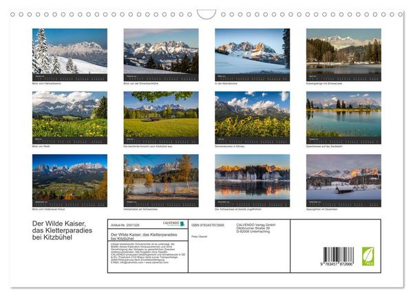 Produktbild: Der Wilde Kaiser, das Kletterparadies bei Kitzb&uuml;hel (Wandkalender 2026 DIN A3 quer), CALVENDO Monatskalender