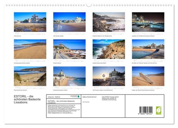 Produktbild: ESTORIL - die sch&ouml;nsten Badeorte Lissabons (hochwertiger Premium Wandkalender 2026 DIN A2 quer), Kunstdruck in Hochglanz
