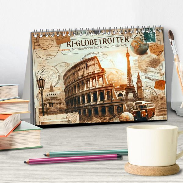 Produktbild: KI-Globetrotter: Mit k&uuml;nstlicher Intelligenz um die Welt (Tischkalender 2026 DIN A5 quer), CALVENDO Monatskalender