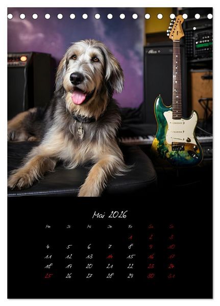 Produktbild: Gitarren und Hunde mit Herz (Tischkalender 2026 DIN A5 hoch), CALVENDO Monatskalender