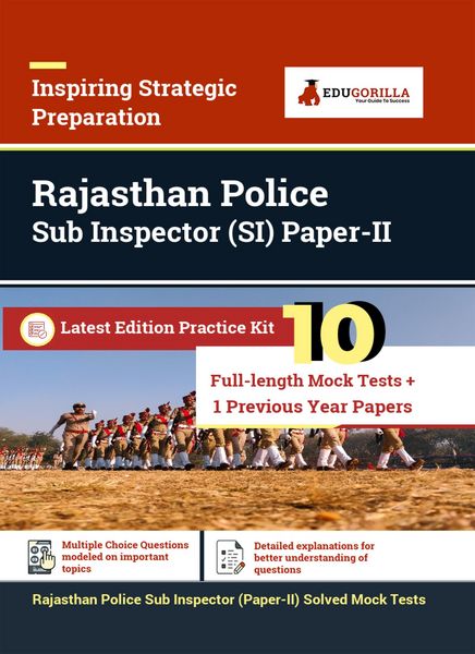 Produktbild: Rajasthan Police Sub Inspector (SI) Paper-II Recruitment Exam | 1100+ Solved Questions By EduGorilla Prep Experts