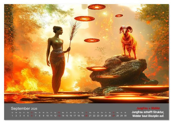 Produktbild: Sternzeichen im Einklang - Aszendent im Jahreshoroskop (Wandkalender 2026 DIN A3 quer), CALVENDO Monatskalender