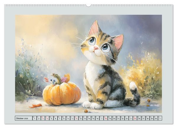 Produktbild: Pastellpf&ouml;tchen. Liebliche Katzen in sanften Farben (Wandkalender 2026 DIN A2 quer), CALVENDO Monatskalender