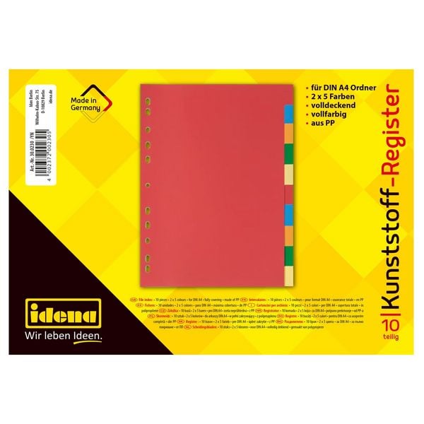 Produktbild: Idena Register aus Kunststoff 120&micro; 2x5 Farben DIN A4 10-teilig