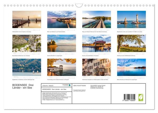 Produktbild: BODENSEE Drei L&auml;nder - ein See (Wandkalender 2026 DIN A3 quer), CALVENDO Monatskalender