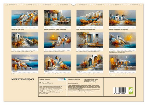 Produktbild: Mediterrane Eleganz (hochwertiger Premium Wandkalender 2027 DIN A2 quer), Kunstdruck in Hochglanz