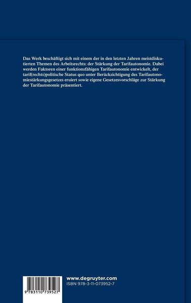 Produktbild: St&auml;rkung der Tarifautonomie