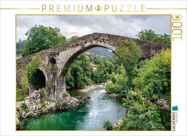 CALVENDO Puzzle Cangas de Onís Brücke am Sella River | 1000 Teile Lege-Größe 64 × 48 cm Foto-Puzzle für glückliche Stunden