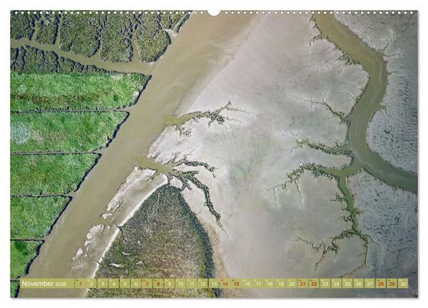 Produktbild: neunziggrad I photoart: das wattenmeer von oben (hochwertiger Premium Wandkalender 2026 DIN A2 quer), Kunstdruck in Hochglanz