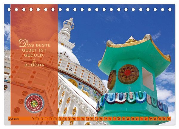 Produktbild: Unterwegs zur Erleuchtung Buddhistische Weisheiten (Tischkalender 2026 DIN A5 quer), CALVENDO Monatskalender