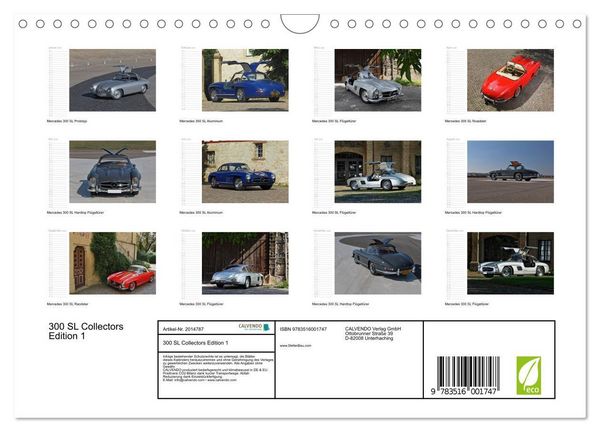 Produktbild: 300 SL Collectors Edition 1 (Wandkalender 2026 DIN A4 quer), CALVENDO Monatskalender
