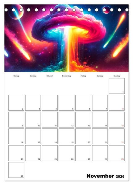 Produktbild: Neonlicht Familienplaner (Tischkalender 2026 DIN A5 hoch), CALVENDO Monatskalender