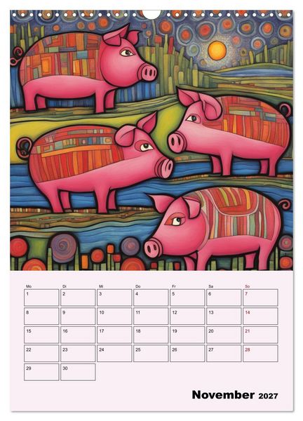 Produktbild: Farbenfrohe Tiermalerei (Wandkalender 2027 DIN A3 hoch), CALVENDO Monatskalender