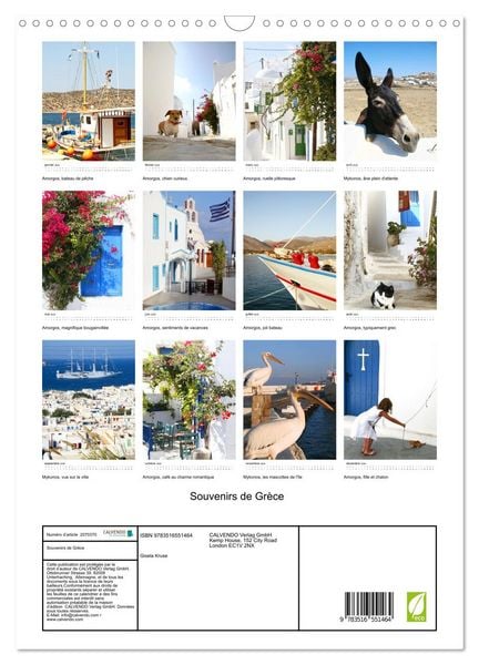 Produktbild: Souvenirs de Gr&egrave;ce (Calendrier mural 2026 DIN A3 horizontal), CALVENDO calendrier mensuel