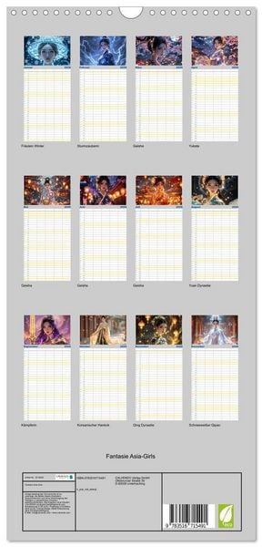 Produktbild: Familienplaner 2026 - Fantasie Asia-Girls mit 5 Spalten (Wandkalender, 21 x 45 cm) CALVENDO