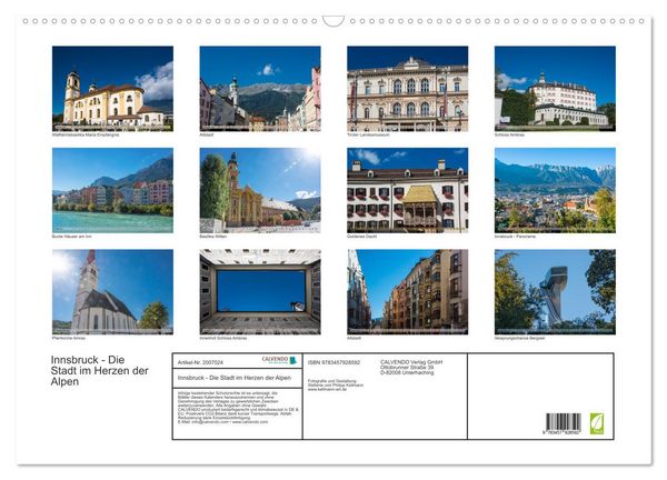 Produktbild: Innsbruck - Die Stadt im Herzen der Alpen (Wandkalender 2026 DIN A2 quer), CALVENDO Monatskalender