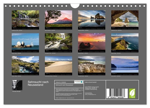 Produktbild: Sehnsucht nach Neuseeland (Wandkalender 2026 DIN A4 quer), CALVENDO Monatskalender