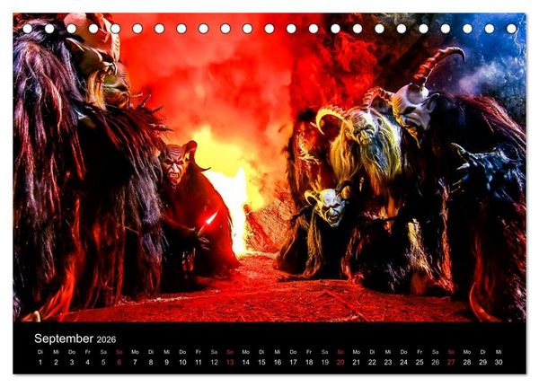 Produktbild: Perchten und Krampusse im Voralpenland (Tischkalender 2026 DIN A5 quer), CALVENDO Monatskalender