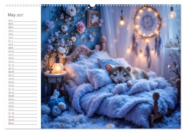Produktbild: Hamster's Bedtime Calendar - Twelve magical dream worlds (Wall Calendar 2027 DIN A2 landscape), CALVENDO 12 Month Wall Calendar