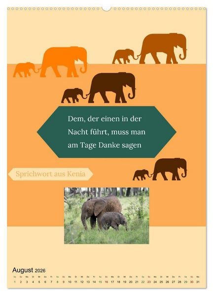 Produktbild: Kenia..mit einem Hauch Poesie - Weisheiten und Zitate (Wandkalender 2026 DIN A2 hoch), CALVENDO Monatskalender