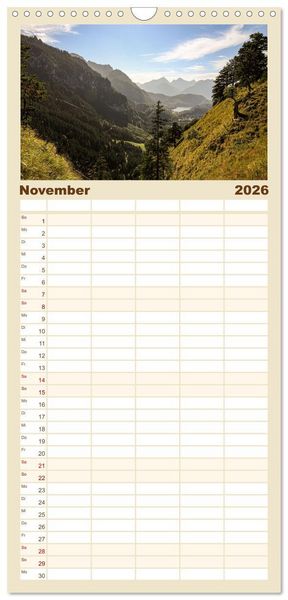 Produktbild: Familienplaner 2026 - Ostallg&auml;u - Zwischen Aggenstein und Forggensee mit 5 Spalten (Wandkalender, 21 x 45 cm) CALVENDO