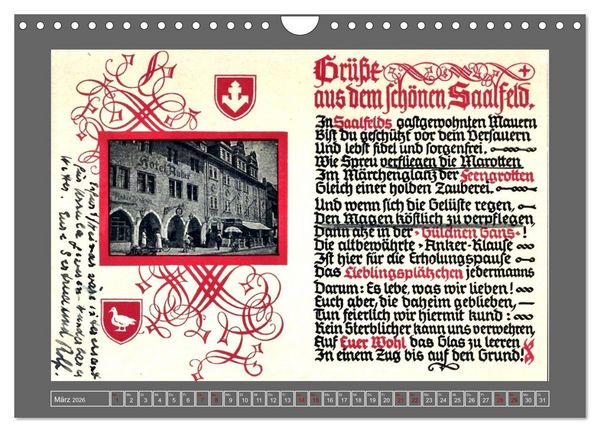 Produktbild: Gru&szlig; aus Saalfeld an der Saale (Wandkalender 2026 DIN A4 quer), CALVENDO Monatskalender