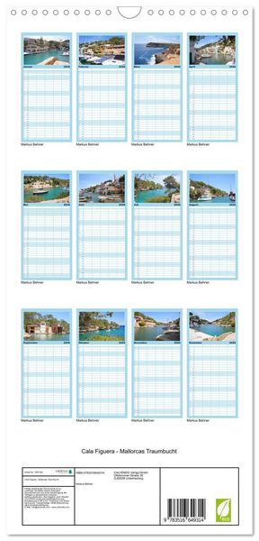 Produktbild: Familienplaner 2026 - Cala Figuera - Mallorcas Traumbucht mit 5 Spalten (Wandkalender, 21 x 45 cm) CALVENDO