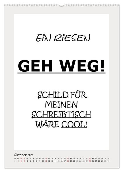 Produktbild: Spr&uuml;chekalender. Witziges f&uuml;rs B&uuml;ro (hochwertiger Premium Wandkalender 2026 DIN A2 hoch), Kunstdruck in Hochglanz