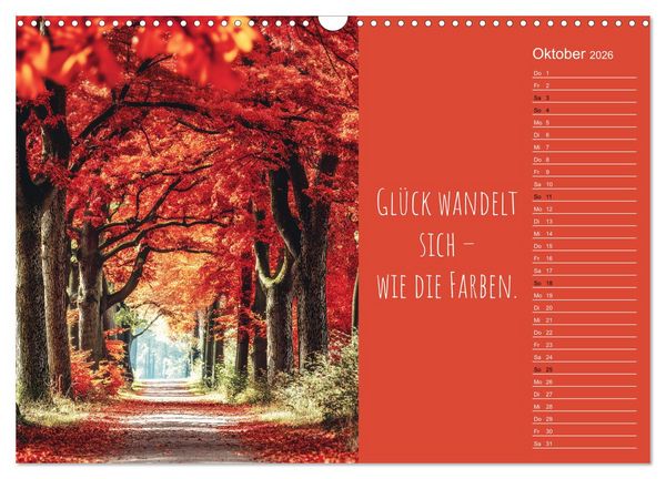 Produktbild: Eine Portion Gl&uuml;ck - Motivationskalender f&uuml;rs ganze Jahr (Wandkalender 2026 DIN A3 quer), CALVENDO Monatskalender