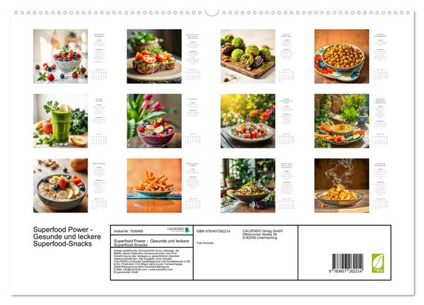 Produktbild: Superfood Power - Gesunde und leckere Superfood-Snacks (hochwertiger Premium Wandkalender 2026 DIN A2 quer), Kunstdruck in Hochglanz