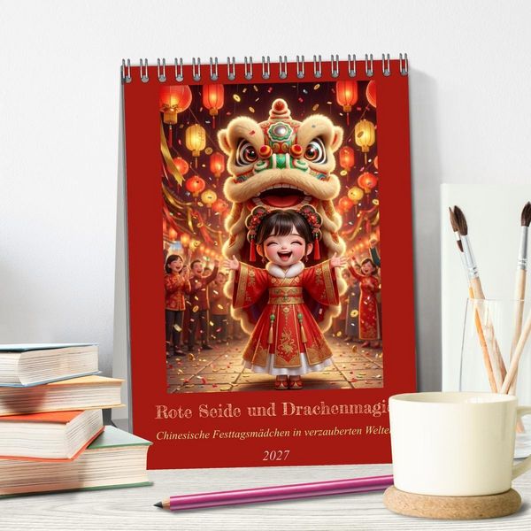 Produktbild: Rote Seide und Drachenmagie (Tischkalender 2027 DIN A5 hoch), CALVENDO Monatskalender