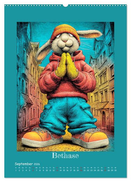 Produktbild: Urban Rabbits. Coole Stadthasen mit Charakter (hochwertiger Premium Wandkalender 2026 DIN A2 hoch), Kunstdruck in Hochglanz