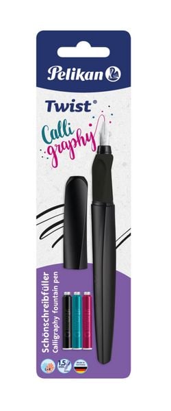 Produktbild: Pelikan F&uuml;ller Twist Calligraphy P457 Feder 1,5mm inkl. 3 Tintenpatronen schwarz