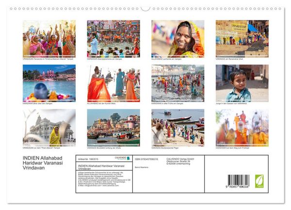 Produktbild: INDIEN Allahabad Haridwar Varanasi Vrindavan (hochwertiger Premium Wandkalender 2026 DIN A2 quer), Kunstdruck in Hochglanz