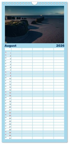Produktbild: Familienplaner 2026 - Abendlicht &uuml;ber der Nordsee mit 5 Spalten (Wandkalender, 21 x 45 cm) CALVENDO