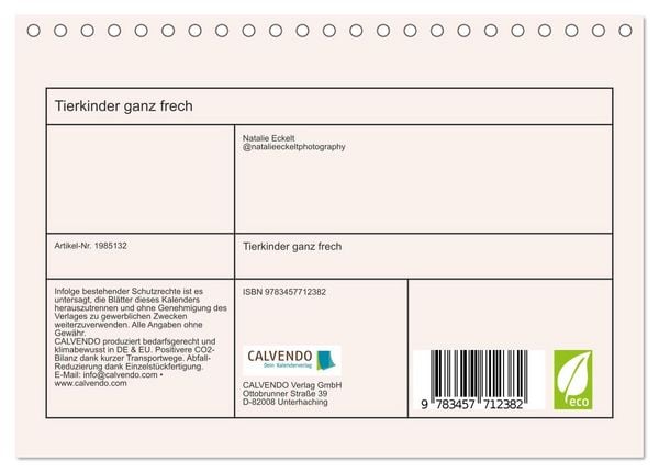 Produktbild: Tierkinder ganz frech (Tischkalender 2026 DIN A5 quer), CALVENDO Monatskalender